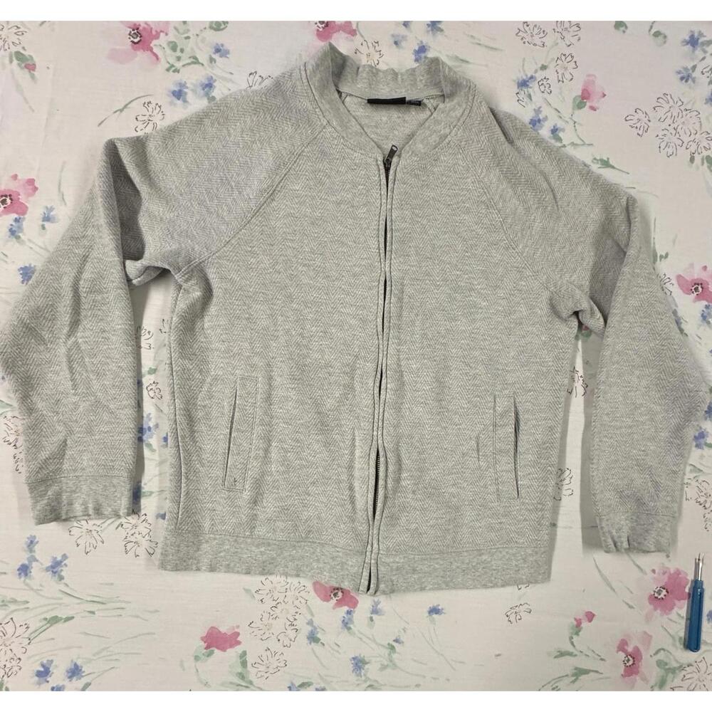 Marc Anthony Men's Slim Fit Full Zip Jacket Gray Herringbone Size M